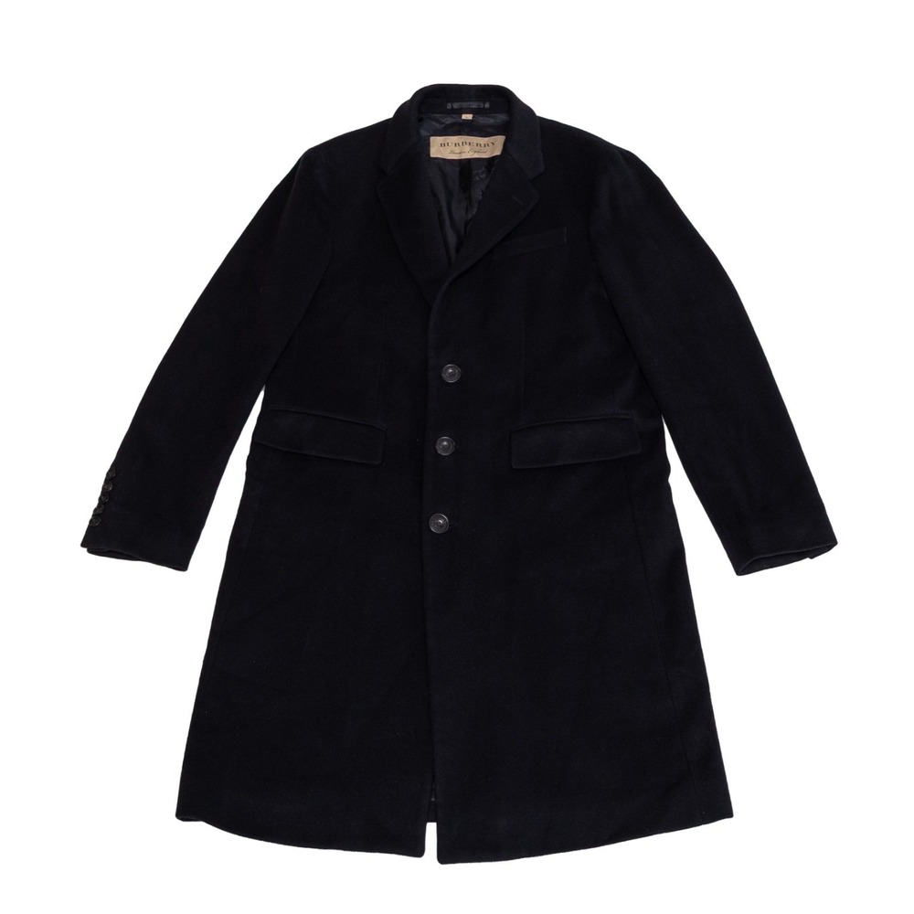 Burberry London Black Wool Cashmere Overcoat Mens Size 52 / L Long Coat - Picture 2 of 12